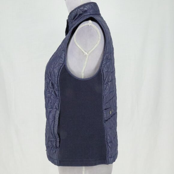 Talbots Puffer Vest Petites MP PM Navy Blue Quilted Full Zip Snaps Pockets - Picture 15 of 16